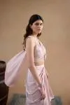 Coral Blush Pink Saree Set