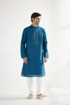 Cobalt Blue Cotton Mirror Kurta Set