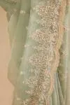  Ocean Green Tissue Organza Saree