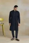 Black Monga Silk Kurta Set