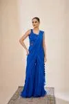 Cobalt Blue Garara Saree Set
