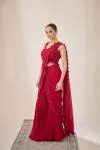 Fire Red Garara Saree Set