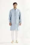 Ice Blue Silk Half Jacket Set