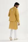 Yellow Ochre Silk Half Jacket Set