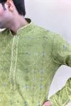 Lime Green Silk Kurta Set