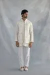 Classic Ivory Chanderi Half Jacket Set