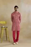 Rani Pink Printed Silk Kurta Set