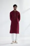 Maroon Cotton Mirror Kurta Set