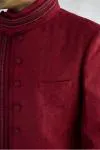 Cherry Red Silk Sherwani Set