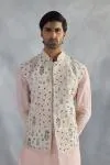 Pale Pink Silk Half Jacket Set