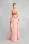 British Pink Geogette Cape Skirt Set