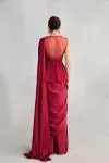 Red Satin Drape Saree