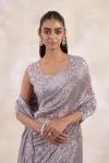 Grey Net Saree 
