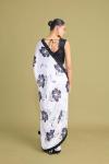 Ivory-White Satin Saree