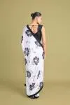 Ivory-White Satin Saree