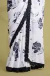 Ivory-White Satin Saree