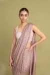 Peachy Beige Lycra Net Saree