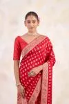 Crimson Bloom Silk Saree