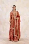 Rust Orange Tissue Sharara Set