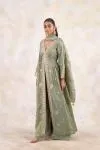 Olive Mist Tissue Sharara Set