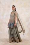 Dark Teal Crepe Sharara Set 