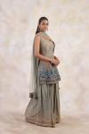 Dark Teal Crepe Sharara Set 