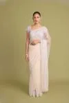 Soft cream net saree