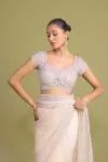 Soft cream net saree