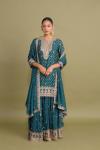 Teal Grey Sharara Set 