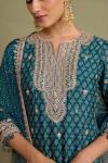 Teal Grey Sharara Set 