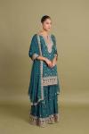 Teal Grey Sharara Set 