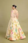 Ivory White Floral White Printed Raw Silk Lehenga 