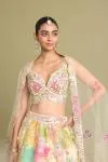 Ivory White Floral White Printed Raw Silk Lehenga 