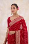 Crimson Flame Georgette Saree