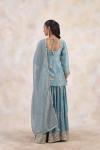 Dusty Ocean Tissue Lehenga Set 