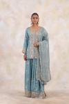 Dusty Ocean Tissue Lehenga Set 