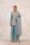 Dusty Ocean Tissue Lehenga Set