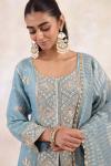 Dusty Ocean Tissue Lehenga Set 