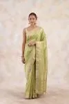 Muted Olive Green Tissue Silk Saree