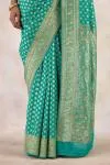 Turquoise Tussar Silk Saree