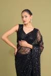 Pure Black Net Saree 