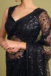 Pure Black Net Saree 