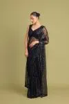 Pure Black Net Saree