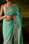 Soft Firozi Georgette Saree