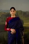 Navy Blue Mysore Crepe Saree