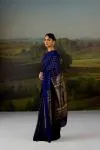 Navy Blue Mysore Crepe Saree