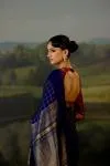 Navy Blue Mysore Crepe Saree