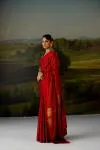 Deep Maroon Mysore Crepe Saree