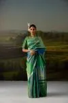 Dual Tone Emerald Blue Kanjivaram Silk Saree