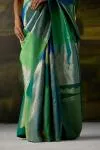 Dual Tone Emerald Blue Kanjivaram Silk Saree